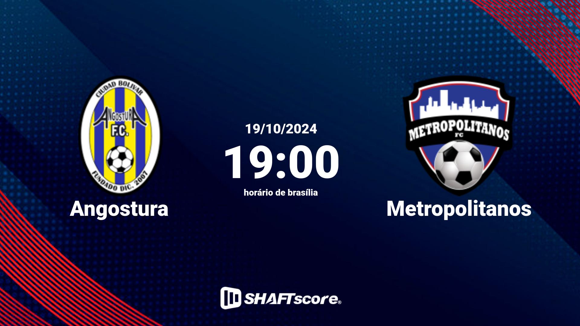 Estatísticas do jogo Angostura vs Metropolitanos 19.10 19:00