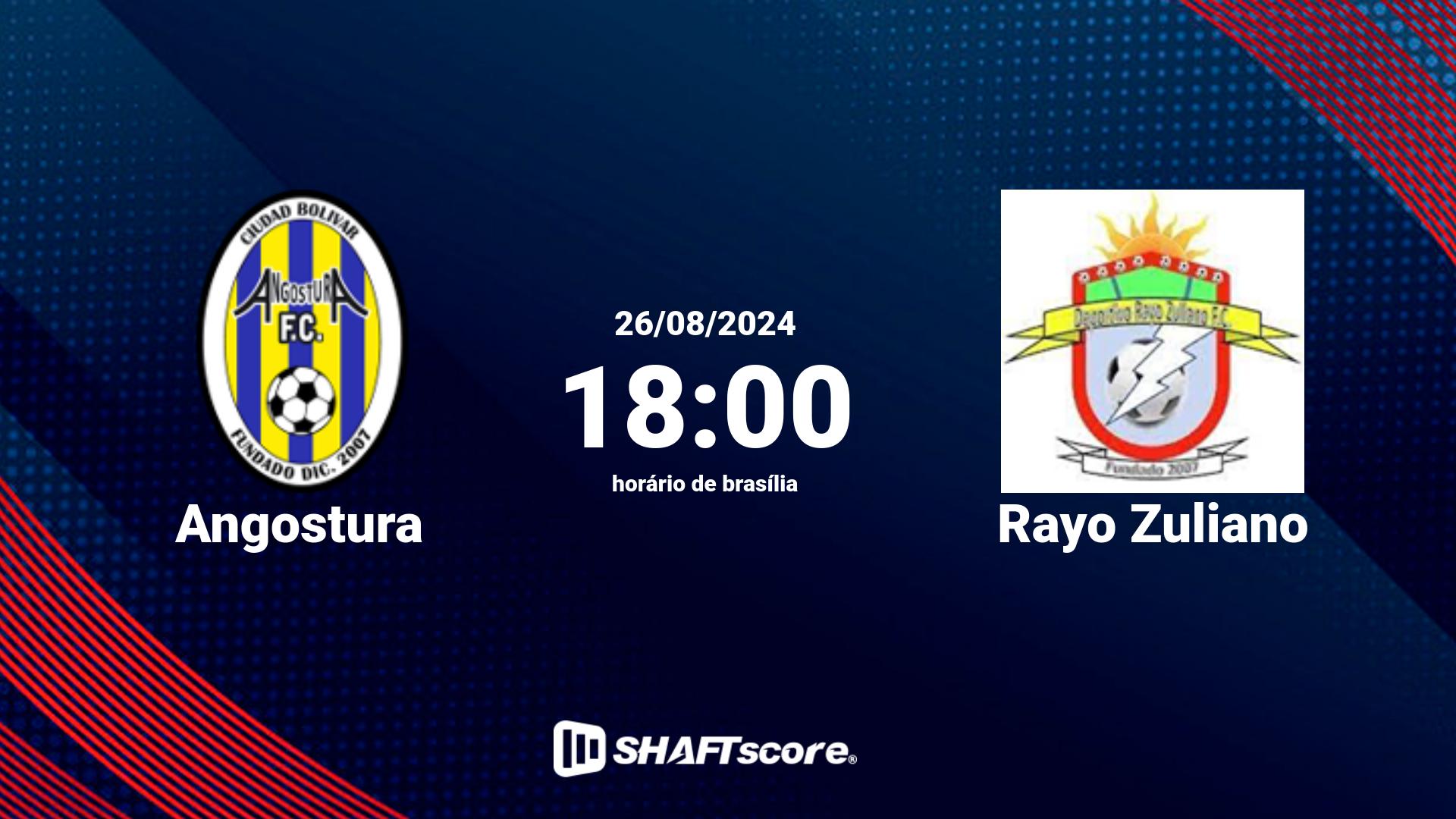 Estatísticas do jogo Angostura vs Rayo Zuliano 26.08 18:00