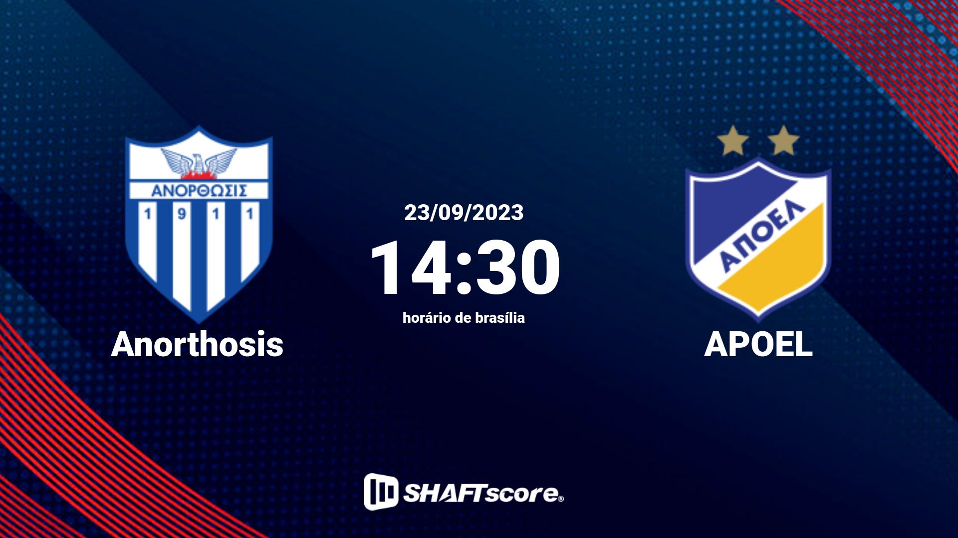 Estatísticas do jogo Anorthosis vs APOEL 23.09 14:30