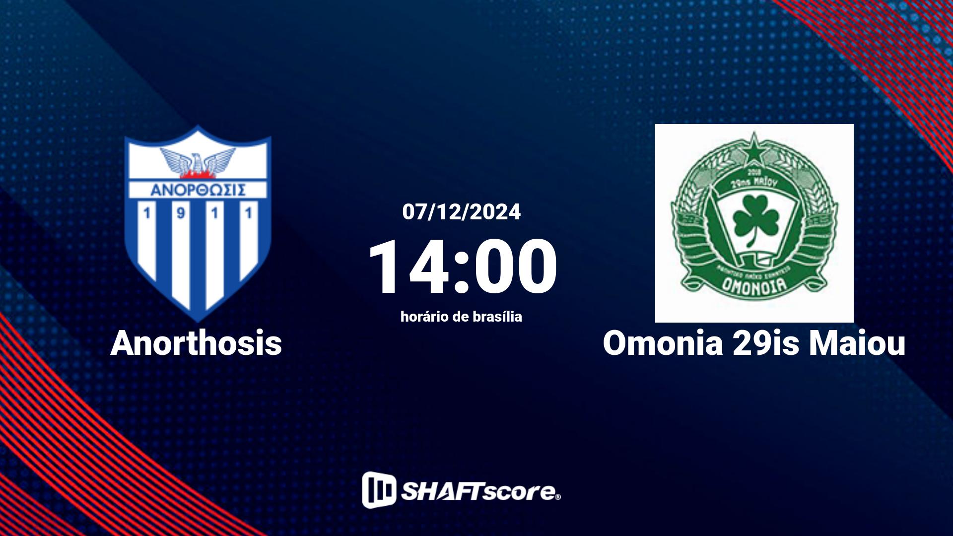 Estatísticas do jogo Anorthosis vs Omonia 29is Maiou 07.12 14:00