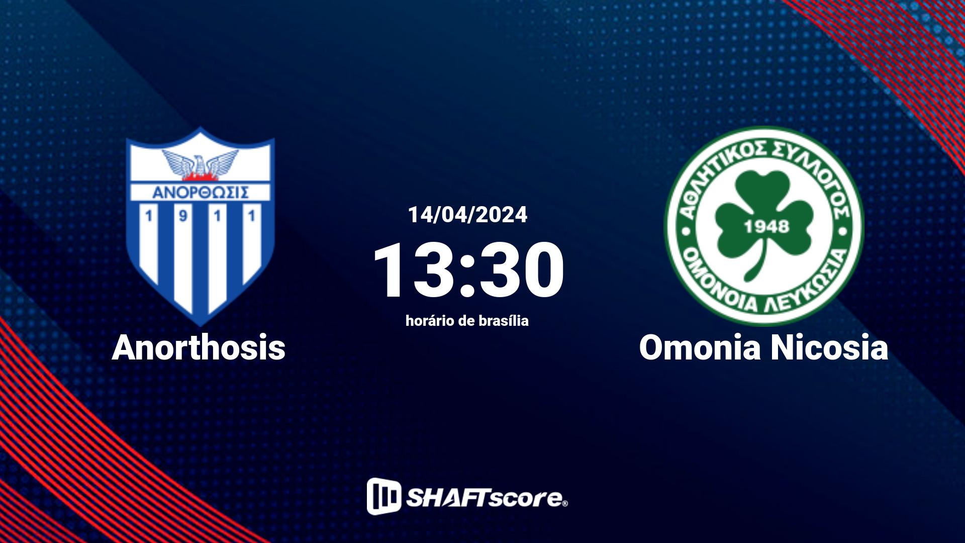 Estatísticas do jogo Anorthosis vs Omonia Nicosia 14.04 13:30