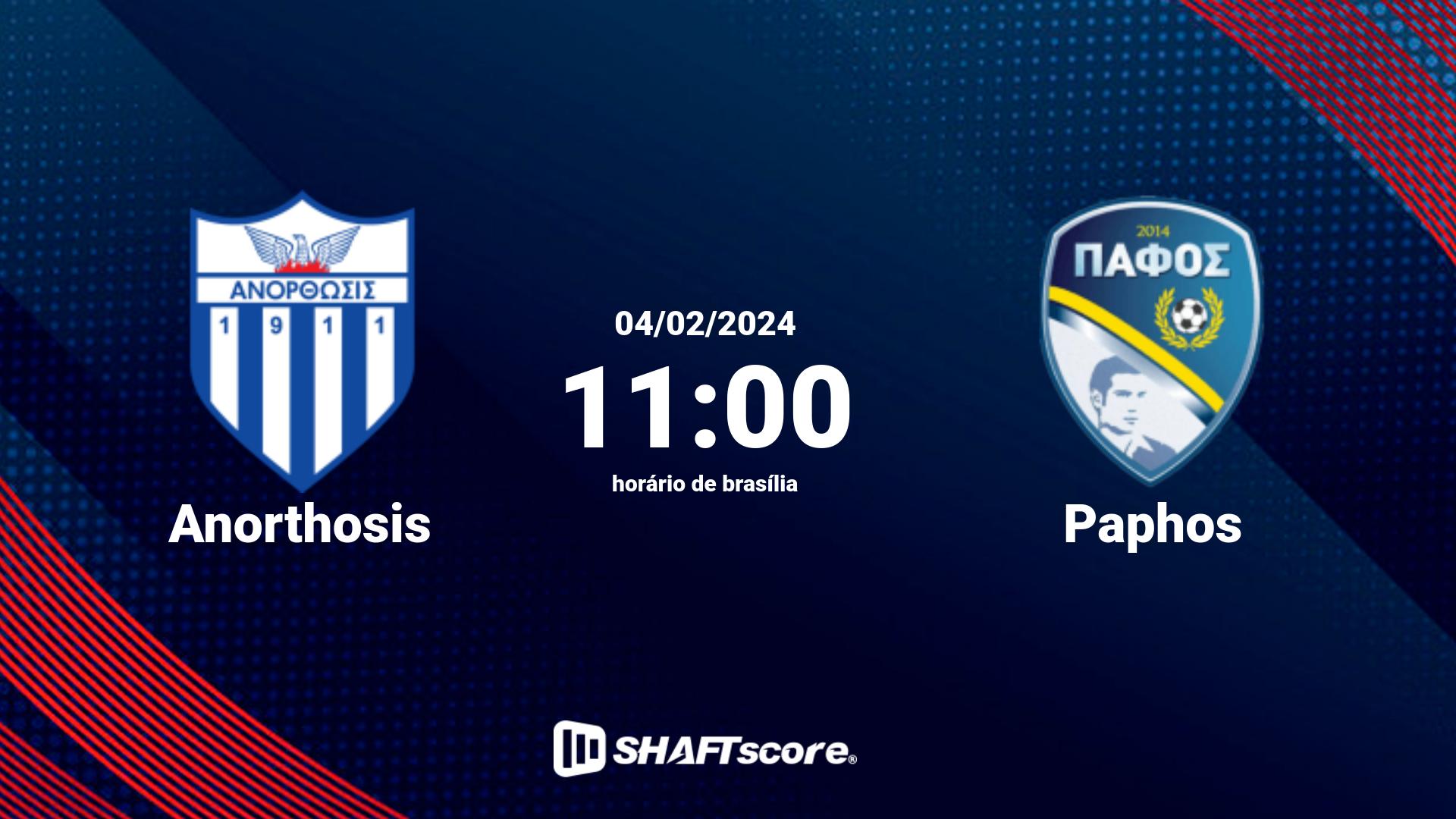 Estatísticas do jogo Anorthosis vs Paphos 04.02 11:00