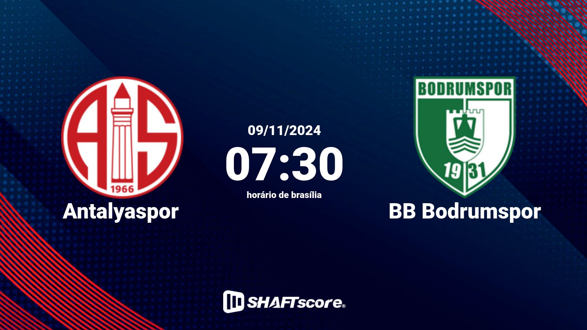 Estatísticas do jogo Antalyaspor vs BB Bodrumspor 09.11 07:30