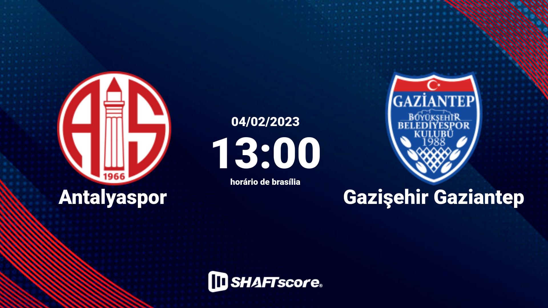 Estatísticas do jogo Antalyaspor vs Gazişehir Gaziantep 04.02 13:00