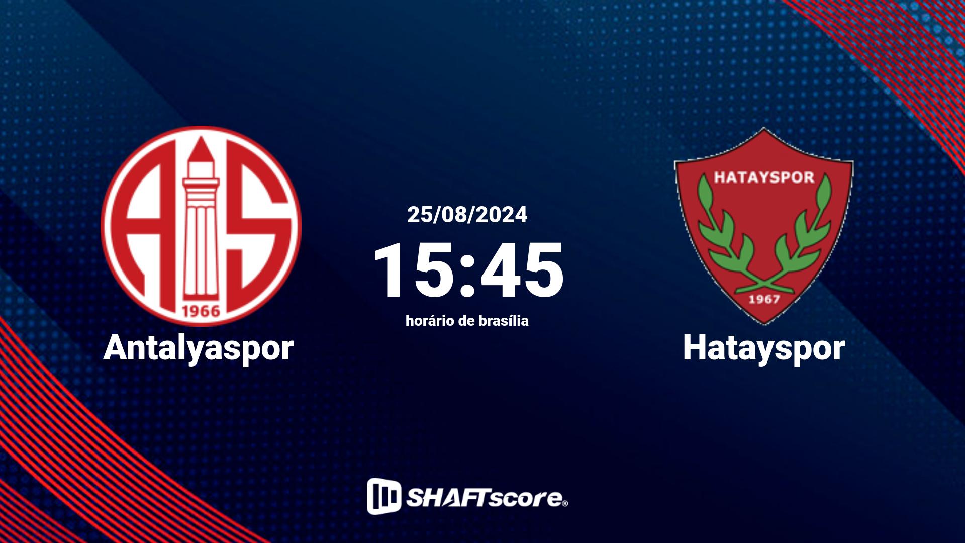 Estatísticas do jogo Antalyaspor vs Hatayspor 25.08 15:45