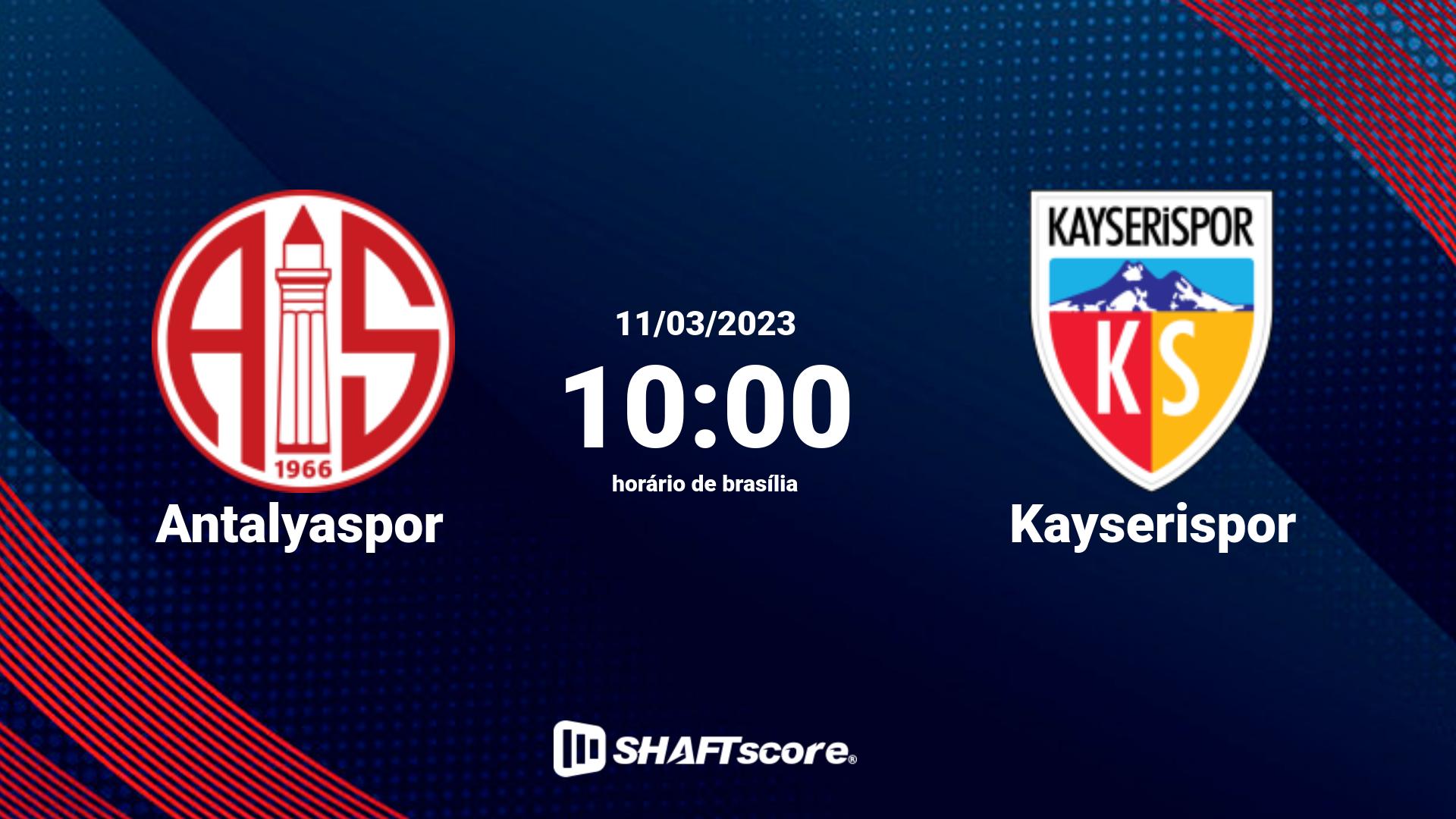 Estatísticas do jogo Antalyaspor vs Kayserispor 11.03 10:00