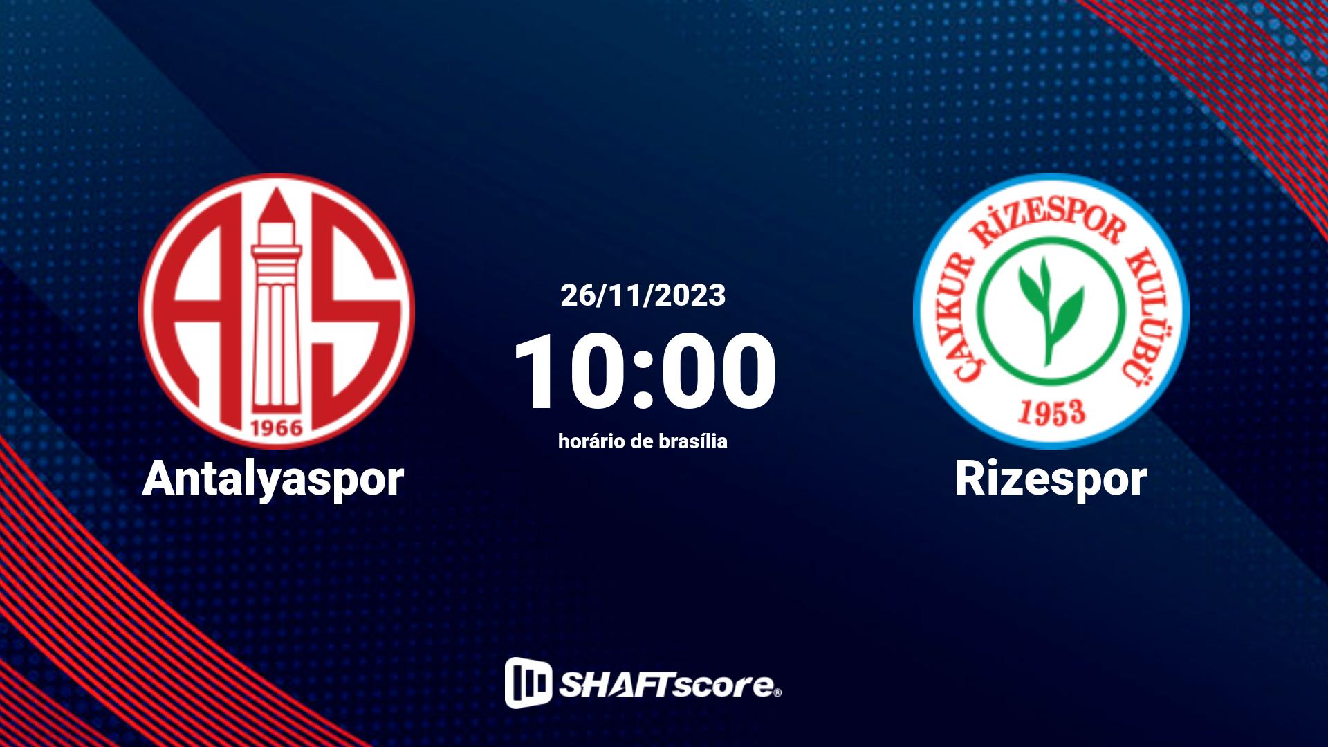 Estatísticas do jogo Antalyaspor vs Rizespor 26.11 10:00