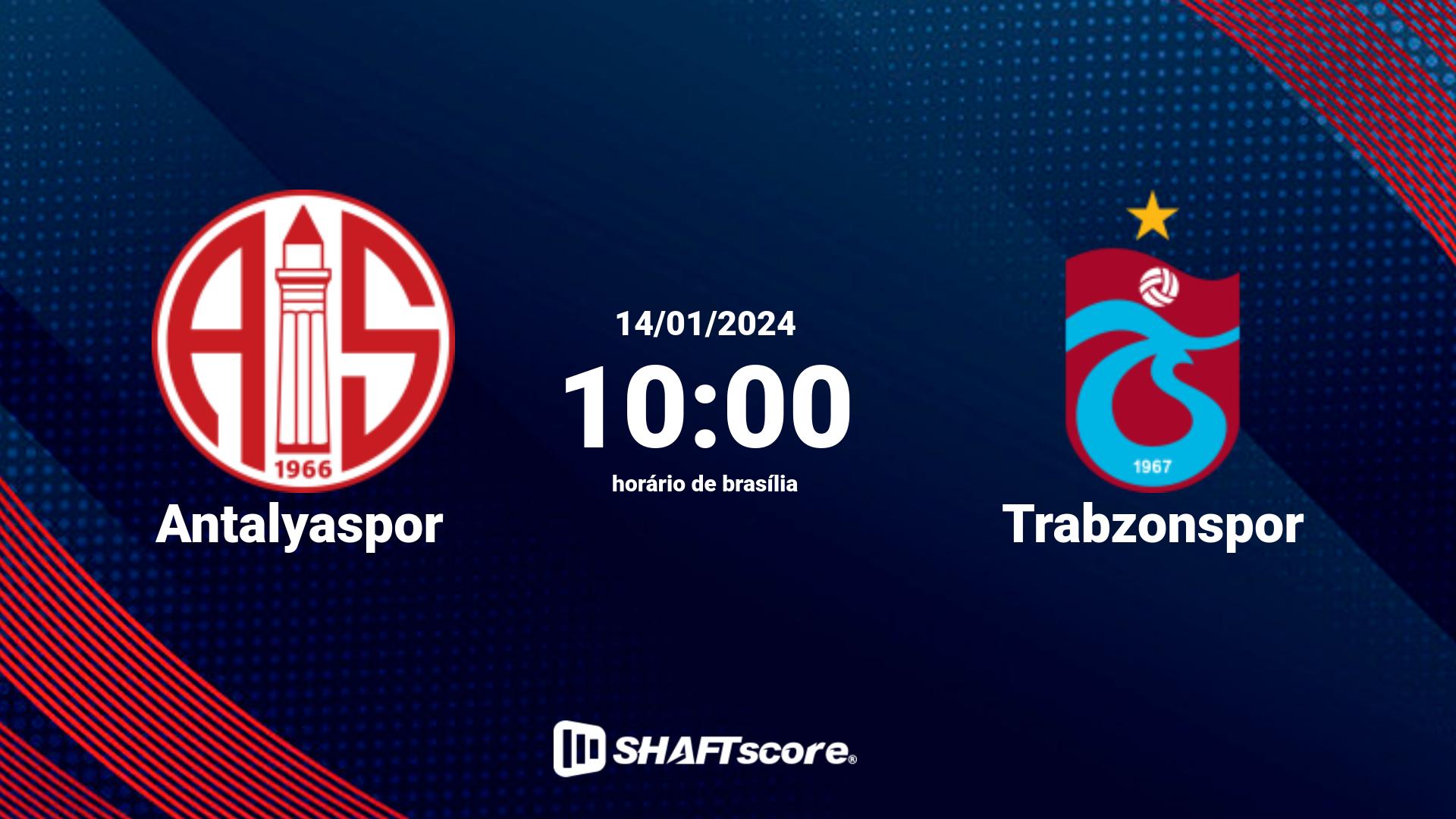 Estatísticas do jogo Antalyaspor vs Trabzonspor 14.01 10:00