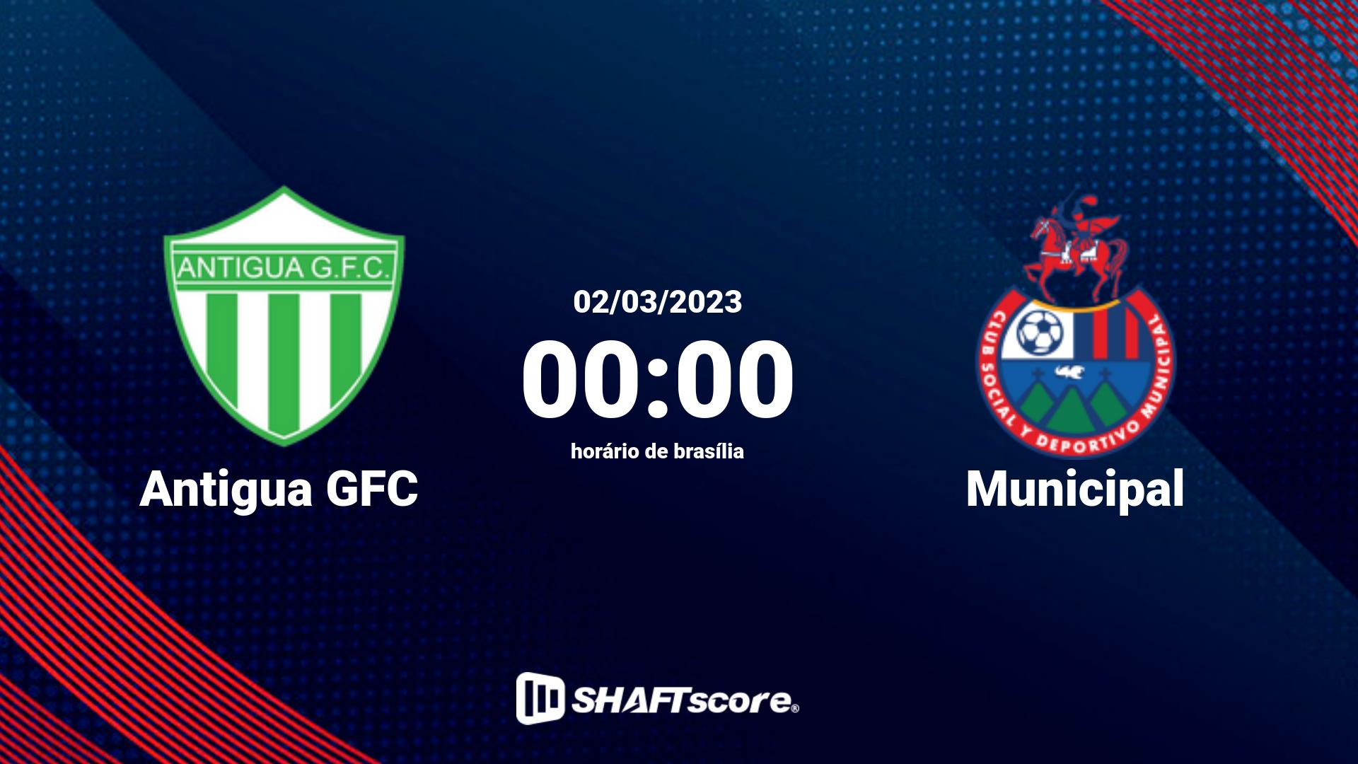 Estatísticas do jogo Antigua GFC vs Municipal 02.03 00:00