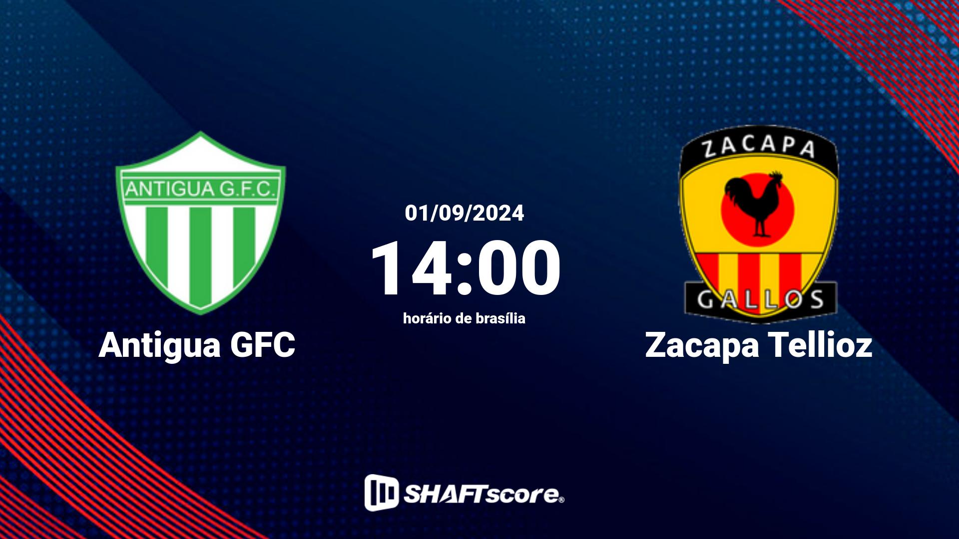 Estatísticas do jogo Antigua GFC vs Zacapa Tellioz 01.09 14:00