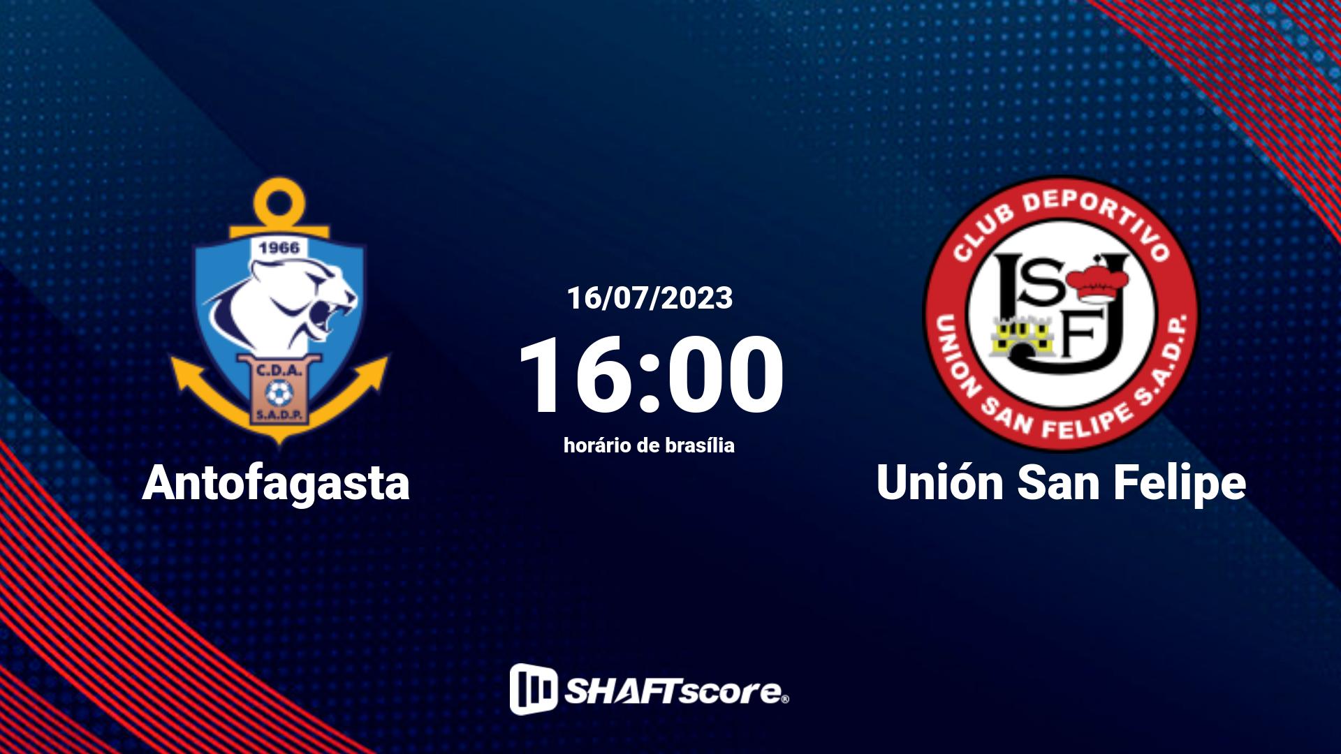 Estatísticas do jogo Antofagasta vs Unión San Felipe 16.07 16:00