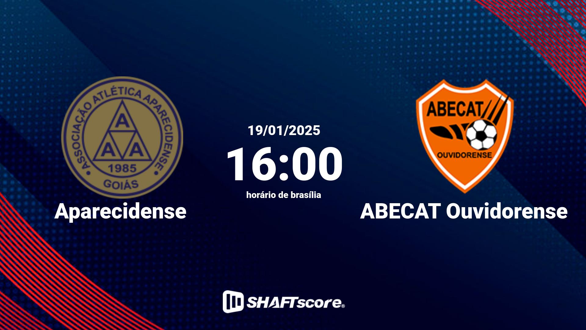 Estatísticas do jogo Aparecidense vs ABECAT Ouvidorense 19.01 16:00