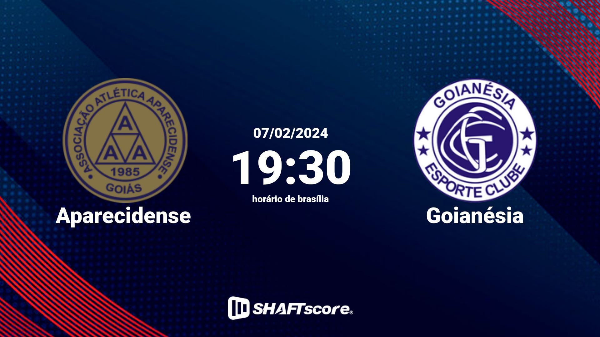 Estatísticas do jogo Aparecidense vs Goianésia 07.02 19:30