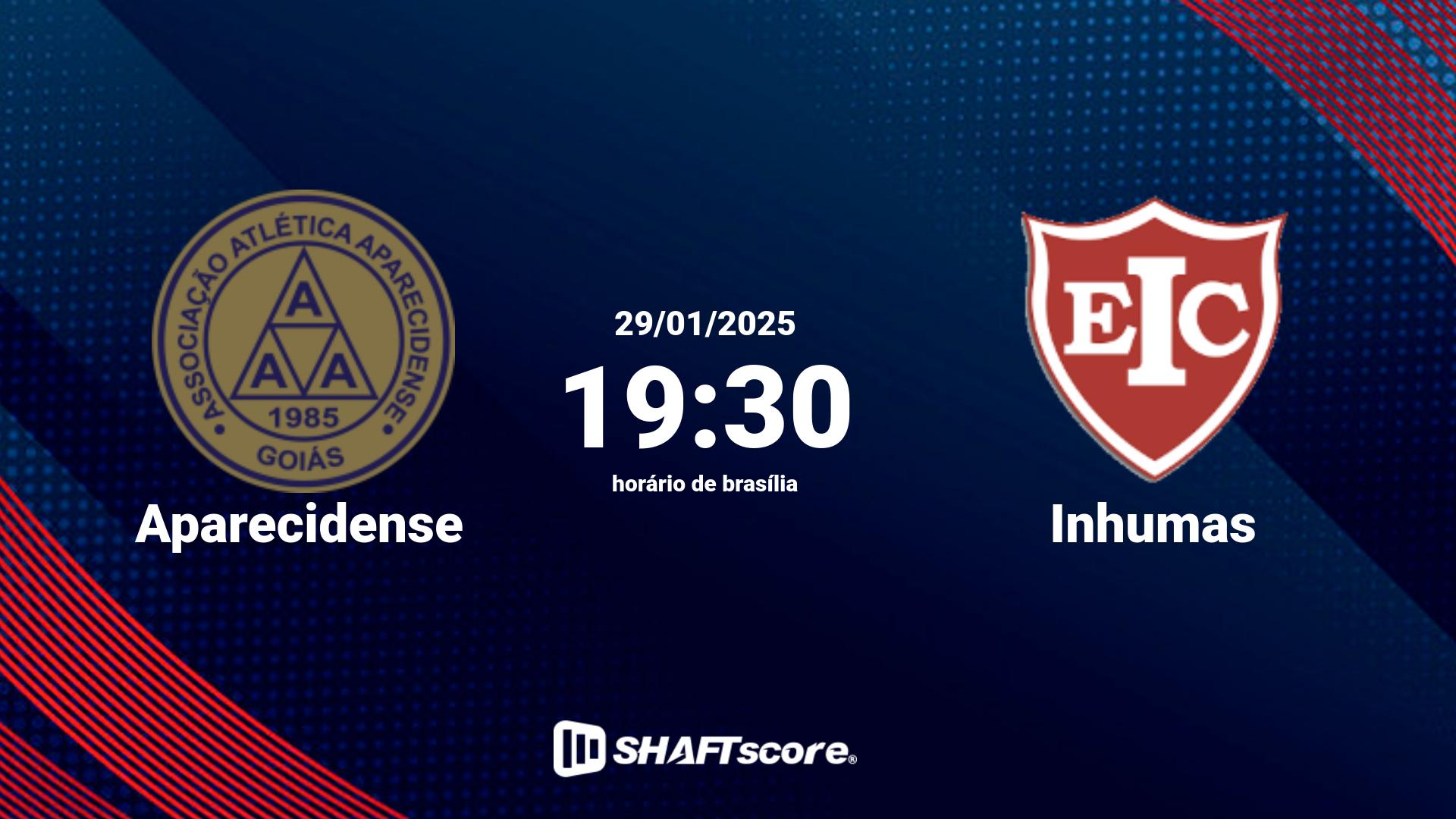 Estatísticas do jogo Aparecidense vs Inhumas 29.01 19:30