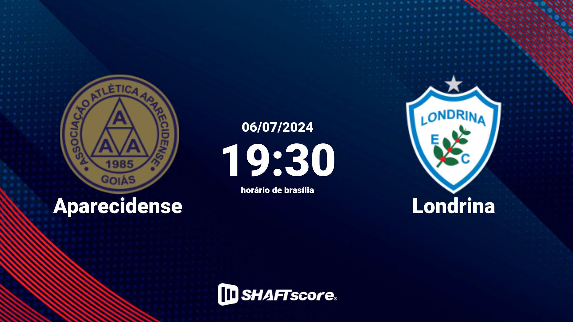 Estatísticas do jogo Aparecidense vs Londrina 06.07 19:30
