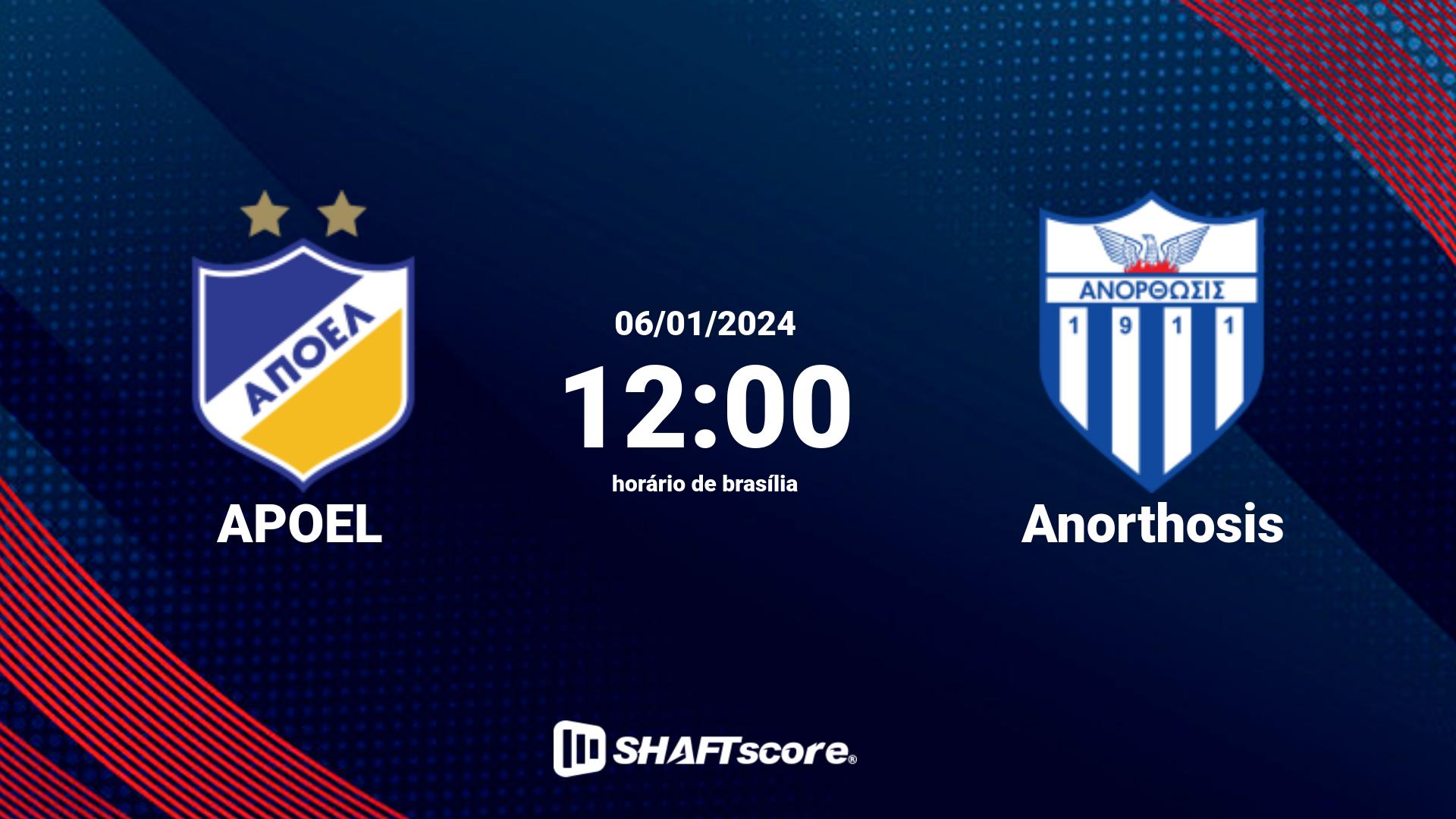 Estatísticas do jogo APOEL vs Anorthosis 06.01 12:00