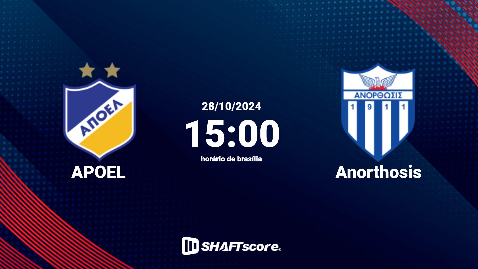 Estatísticas do jogo APOEL vs Anorthosis 28.10 15:00