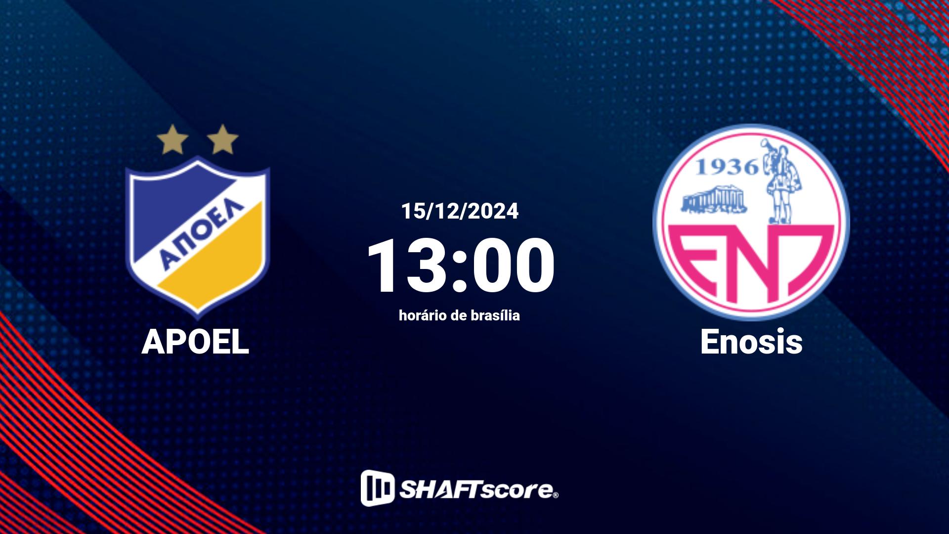 Estatísticas do jogo APOEL vs Enosis 15.12 13:00