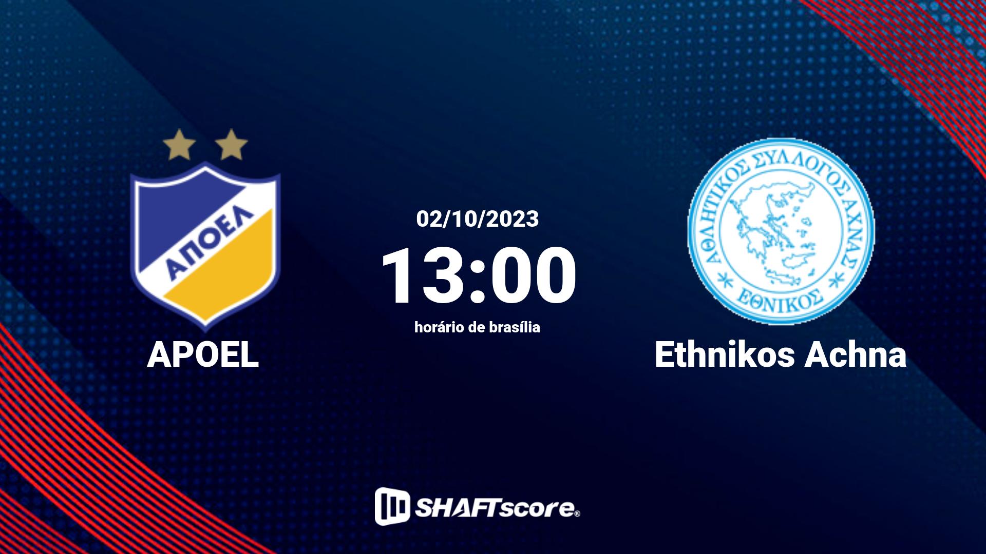 Estatísticas do jogo APOEL vs Ethnikos Achna 02.10 13:00