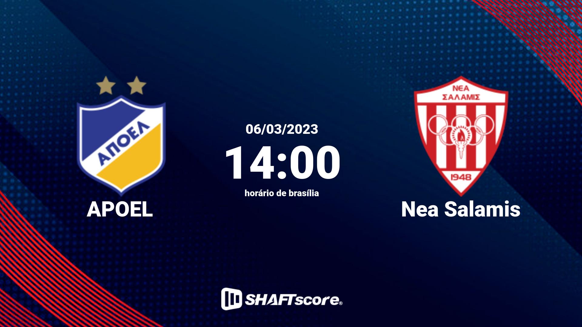 Estatísticas do jogo APOEL vs Nea Salamis 06.03 14:00