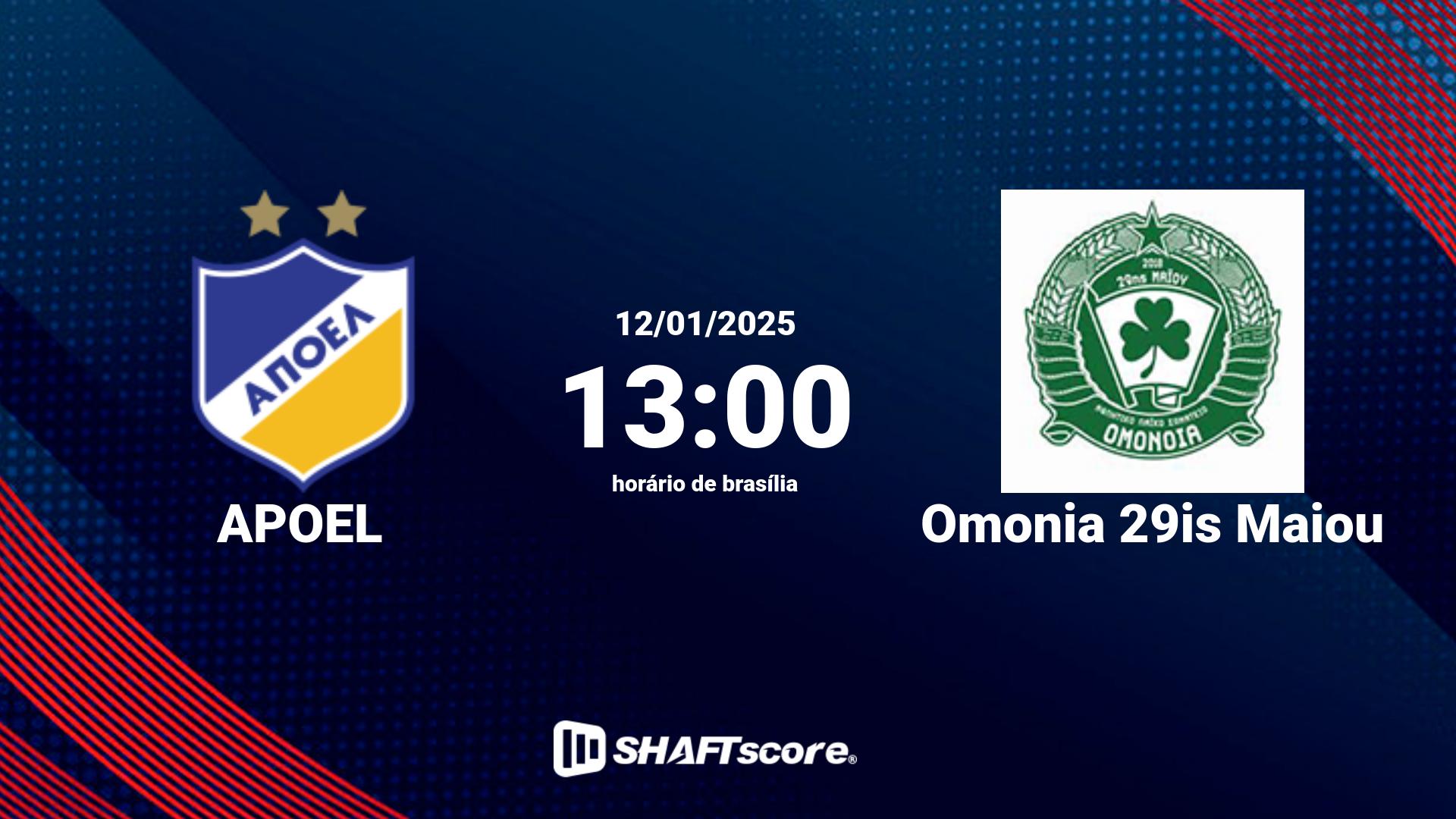 Estatísticas do jogo APOEL vs Omonia 29is Maiou 12.01 13:00