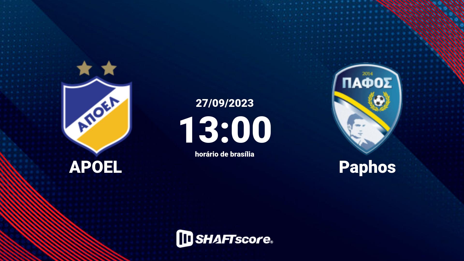 Estatísticas do jogo APOEL vs Paphos 27.09 13:00