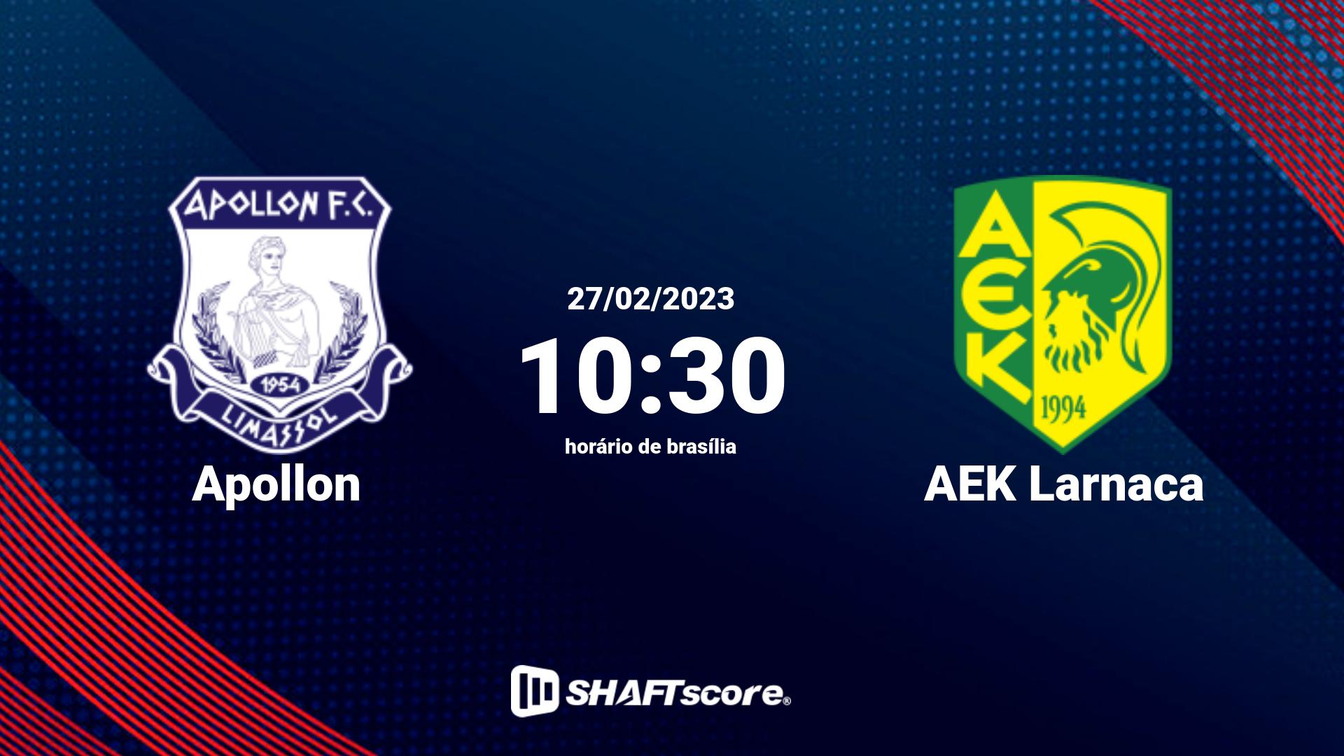 Estatísticas do jogo Apollon vs AEK Larnaca 27.02 10:30