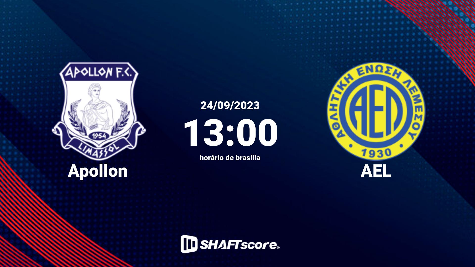 Estatísticas do jogo Apollon vs AEL 24.09 13:00