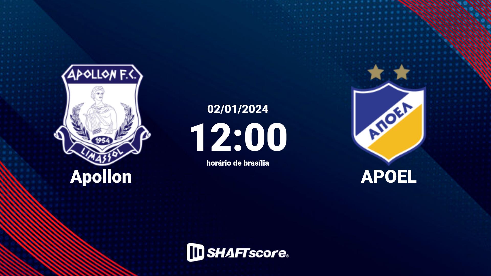 Estatísticas do jogo Apollon vs APOEL 02.01 12:00