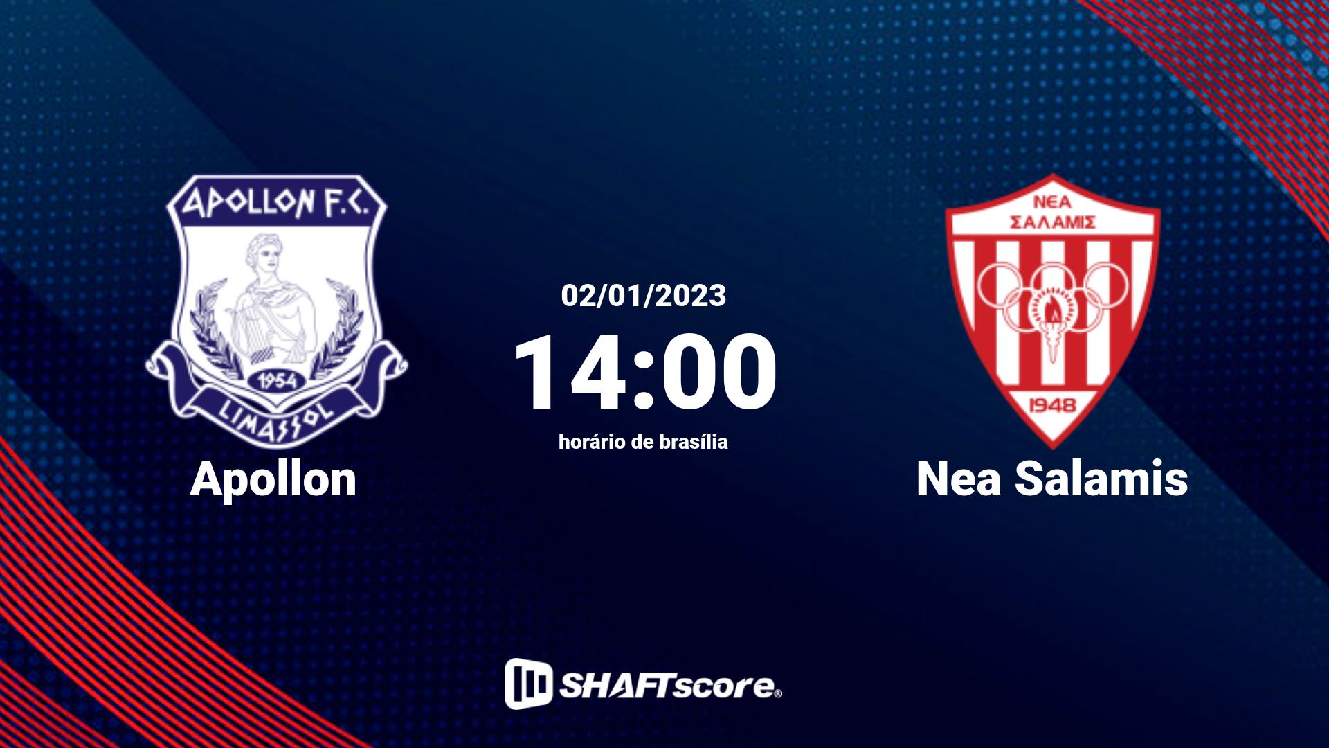 Estatísticas do jogo Apollon vs Nea Salamis 02.01 14:00