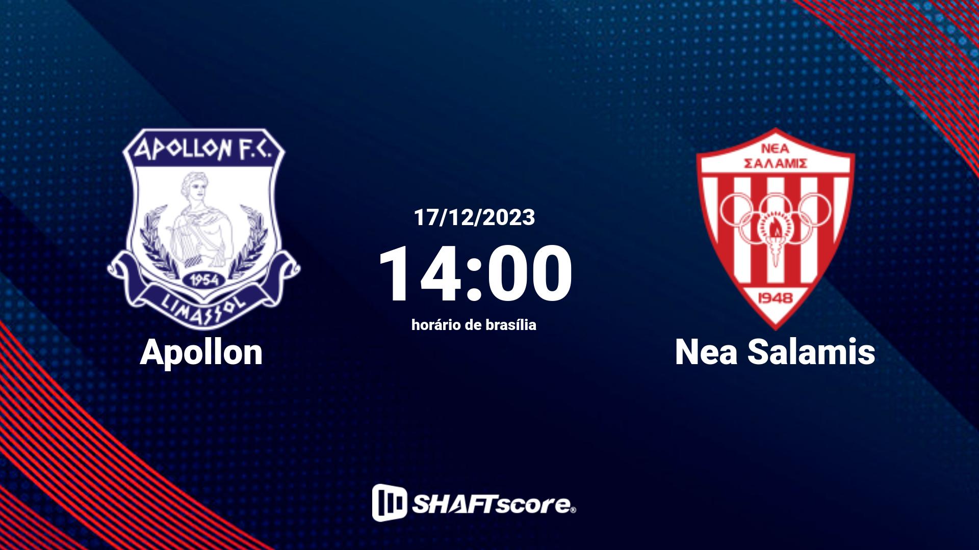 Estatísticas do jogo Apollon vs Nea Salamis 17.12 14:00