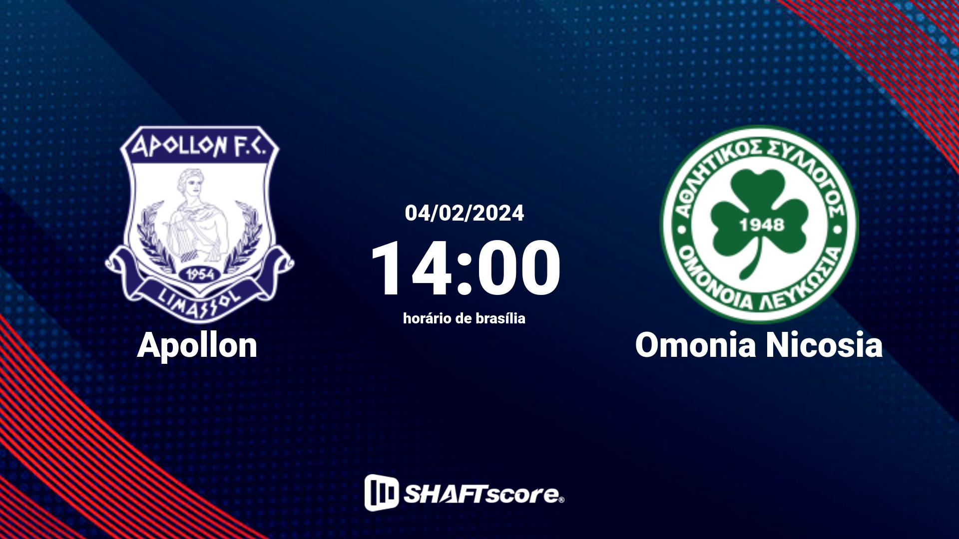 Estatísticas do jogo Apollon vs Omonia Nicosia 04.02 14:00