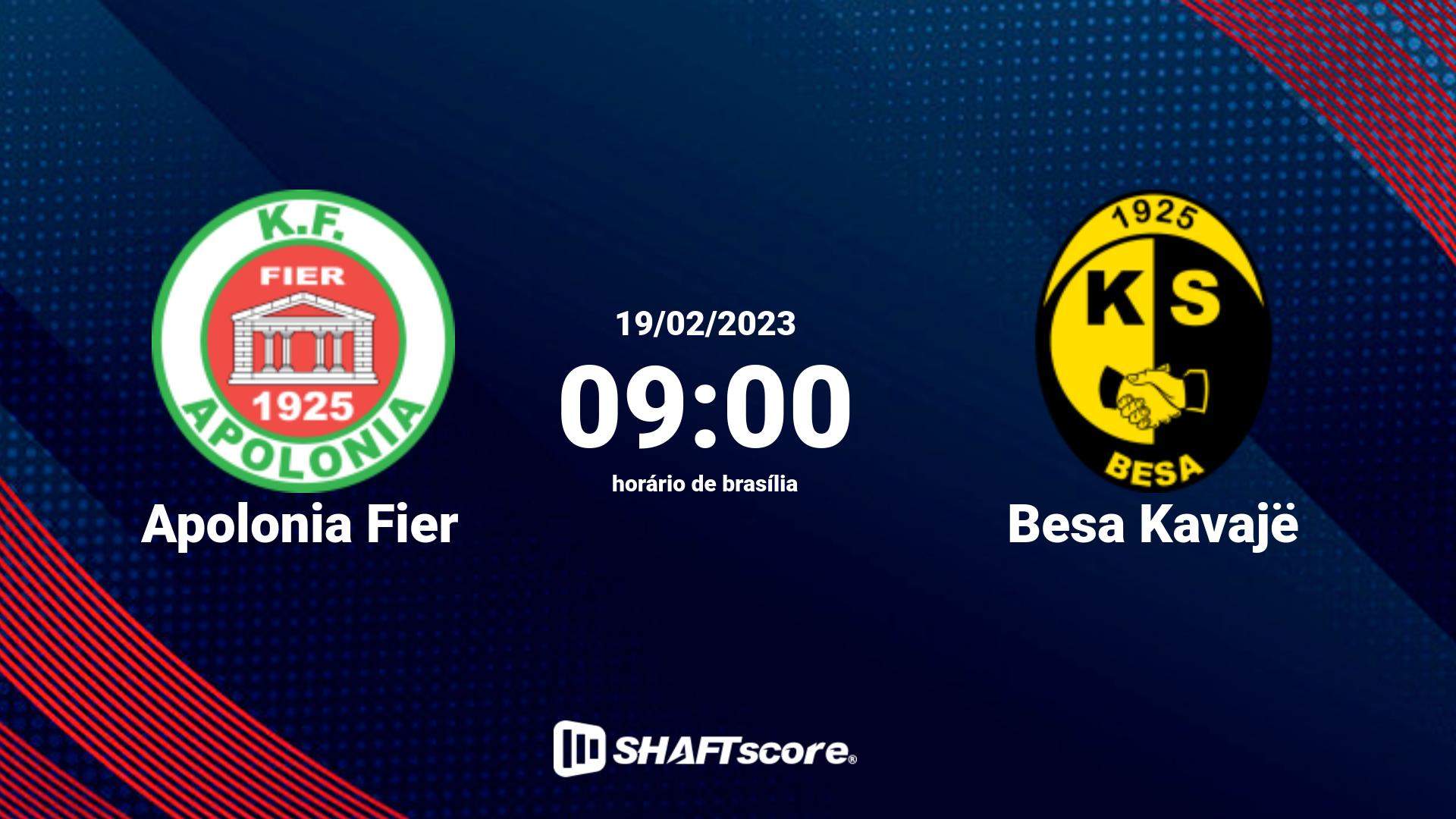 Estatísticas do jogo Apolonia Fier vs Besa Kavajë 19.02 09:00