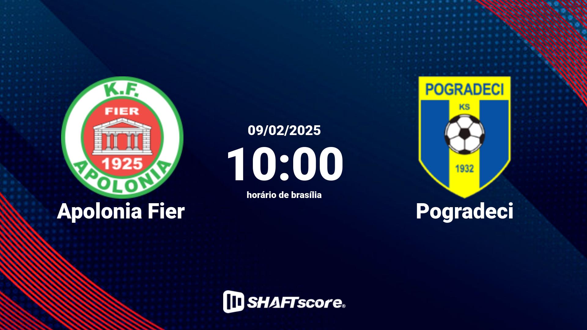 Estatísticas do jogo Apolonia Fier vs Pogradeci 09.02 10:00