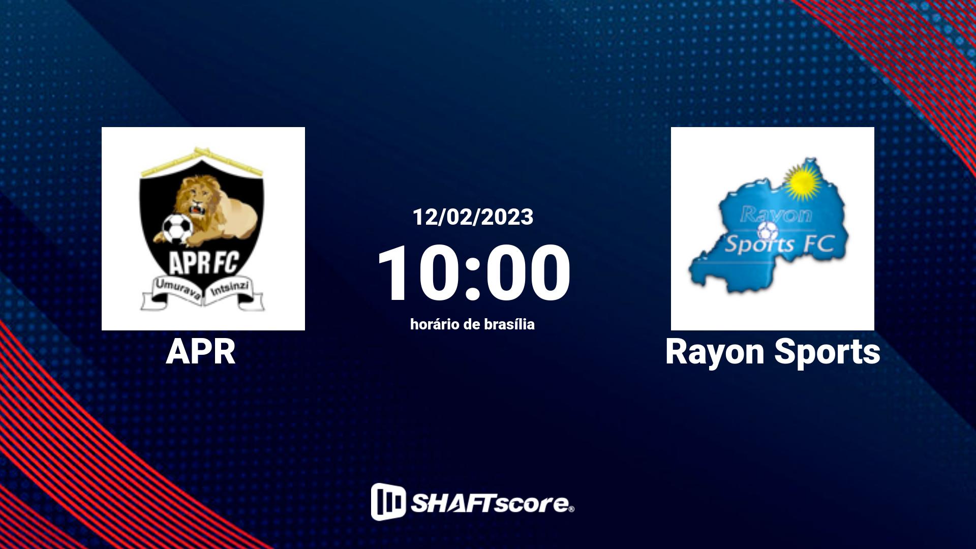 Estatísticas do jogo APR vs Rayon Sports 12.02 10:00