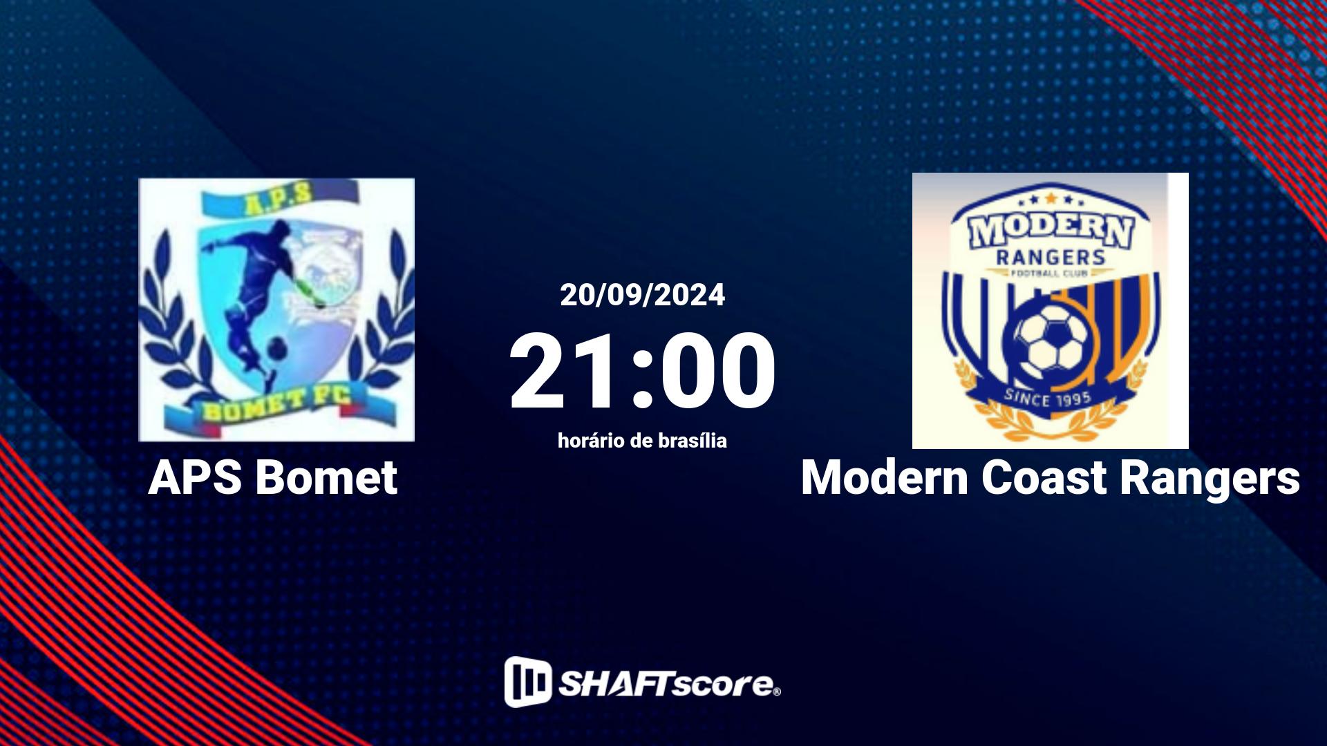 Estatísticas do jogo APS Bomet vs Modern Coast Rangers 20.09 21:00