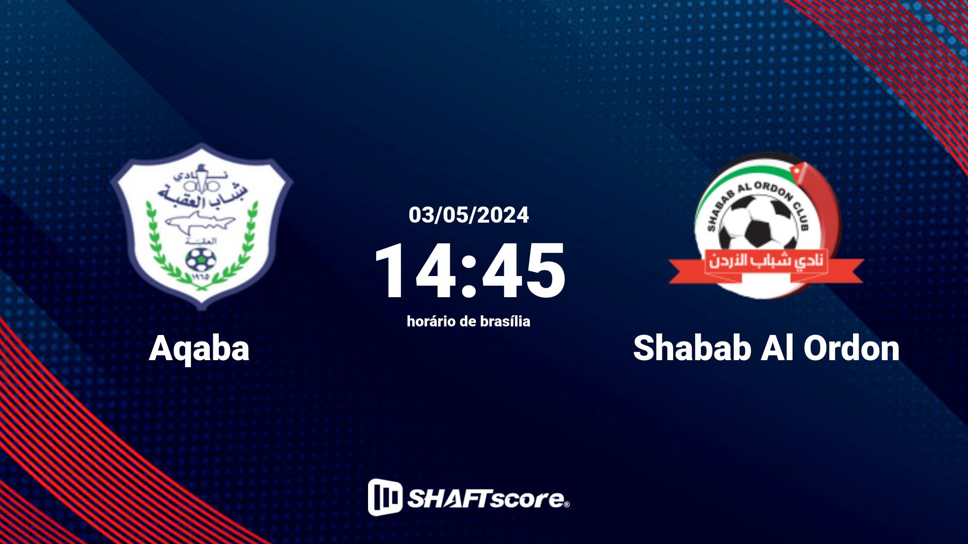 Estatísticas do jogo Aqaba vs Shabab Al Ordon 03.05 14:45