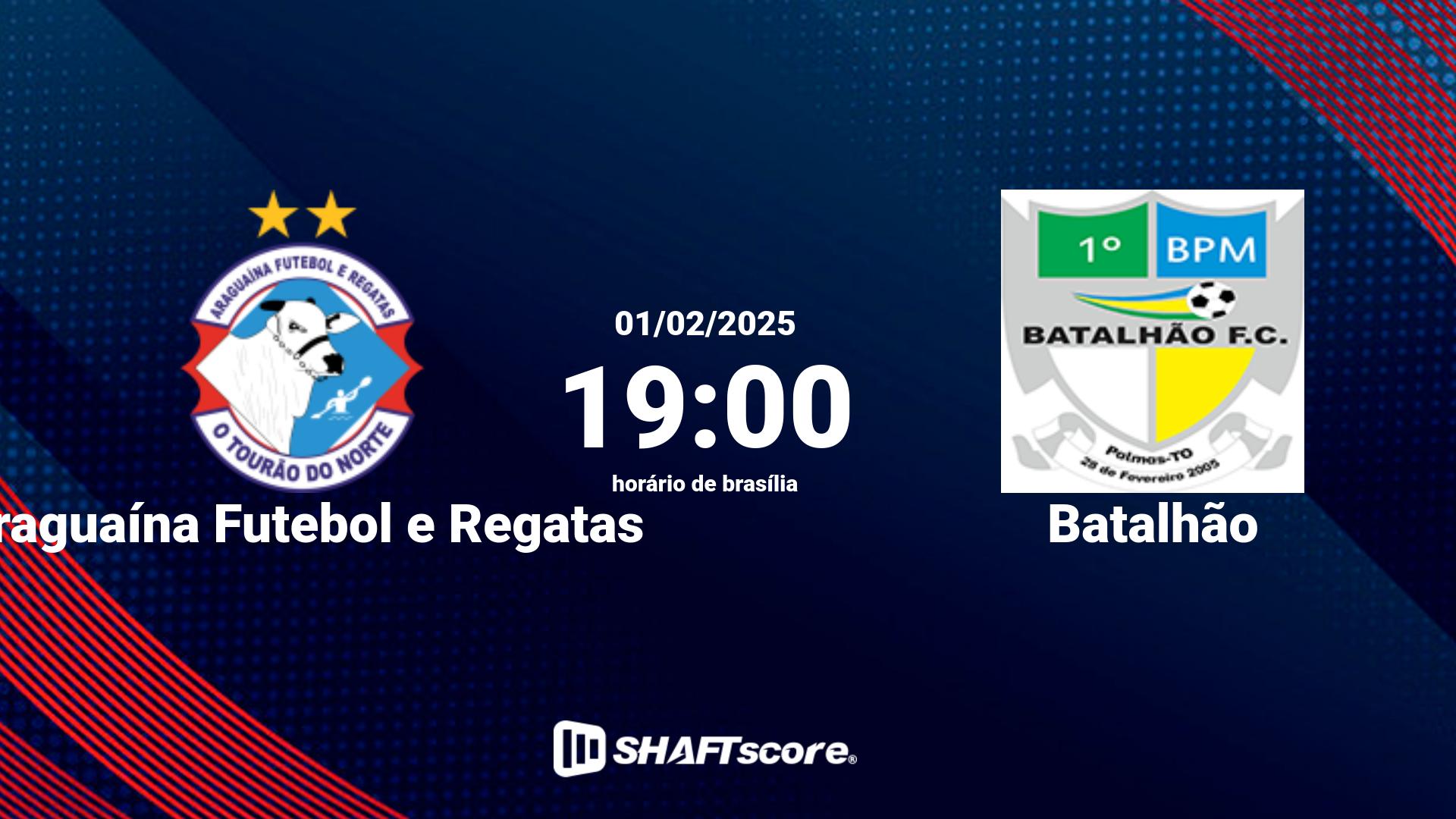 Estatísticas do jogo Araguaína Futebol e Regatas vs Batalhão 01.02 19:00