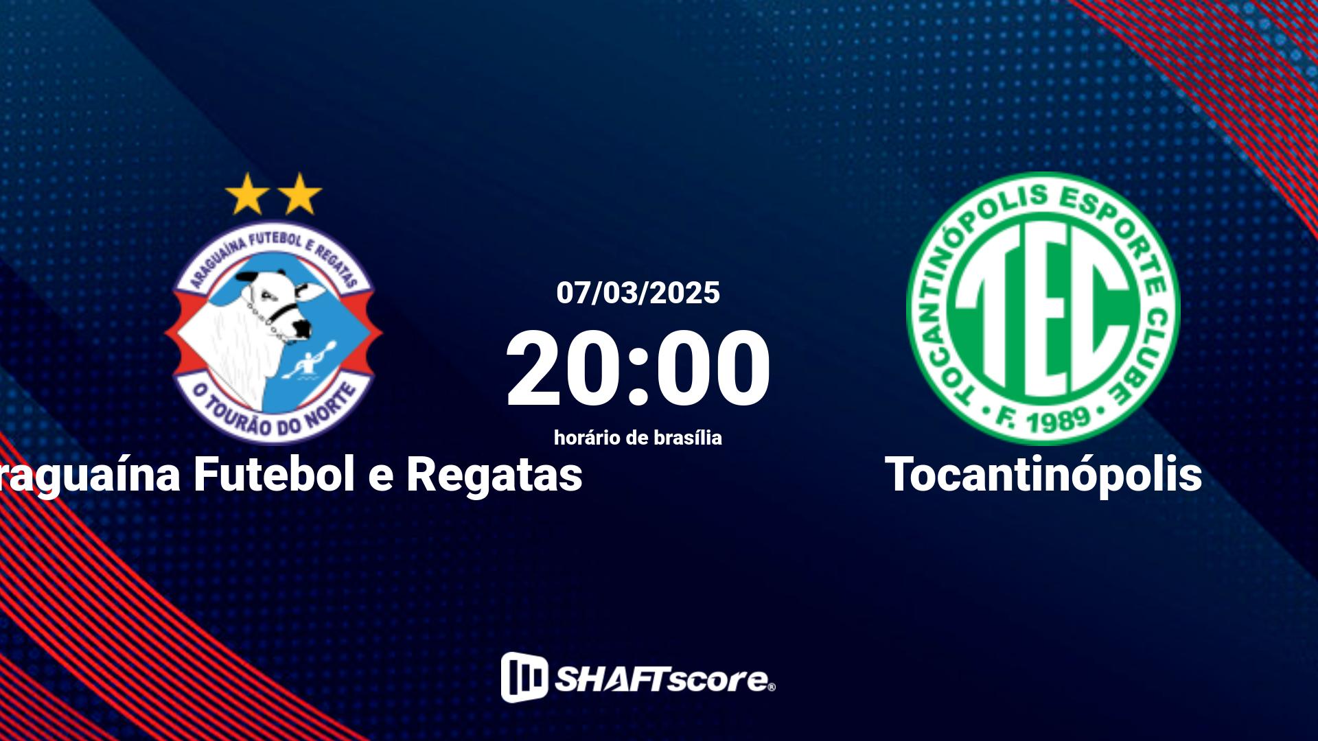 Estatísticas do jogo Araguaína Futebol e Regatas vs Tocantinópolis 07.03 20:00