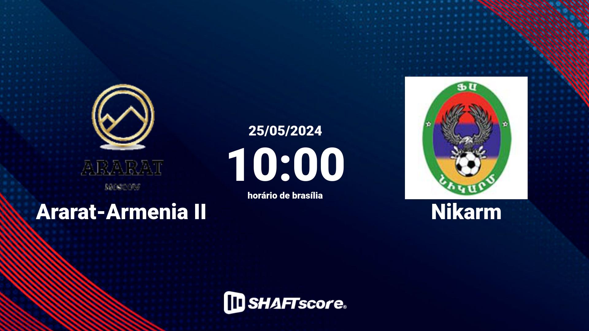 Estatísticas do jogo Ararat-Armenia II vs Nikarm 25.05 10:00