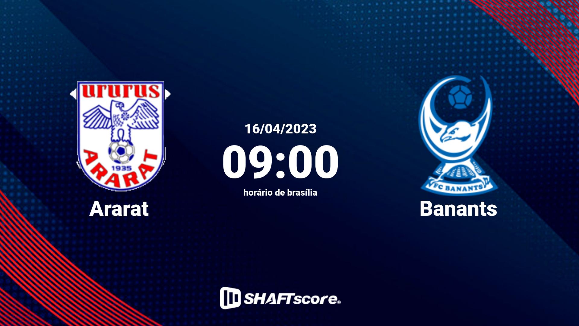 Estatísticas do jogo Ararat vs Banants 16.04 09:00