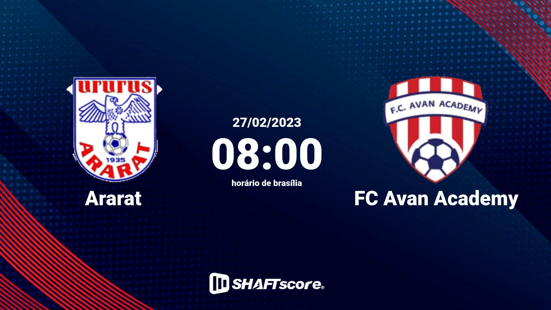 Estatísticas do jogo Ararat vs FC Avan Academy 27.02 08:00