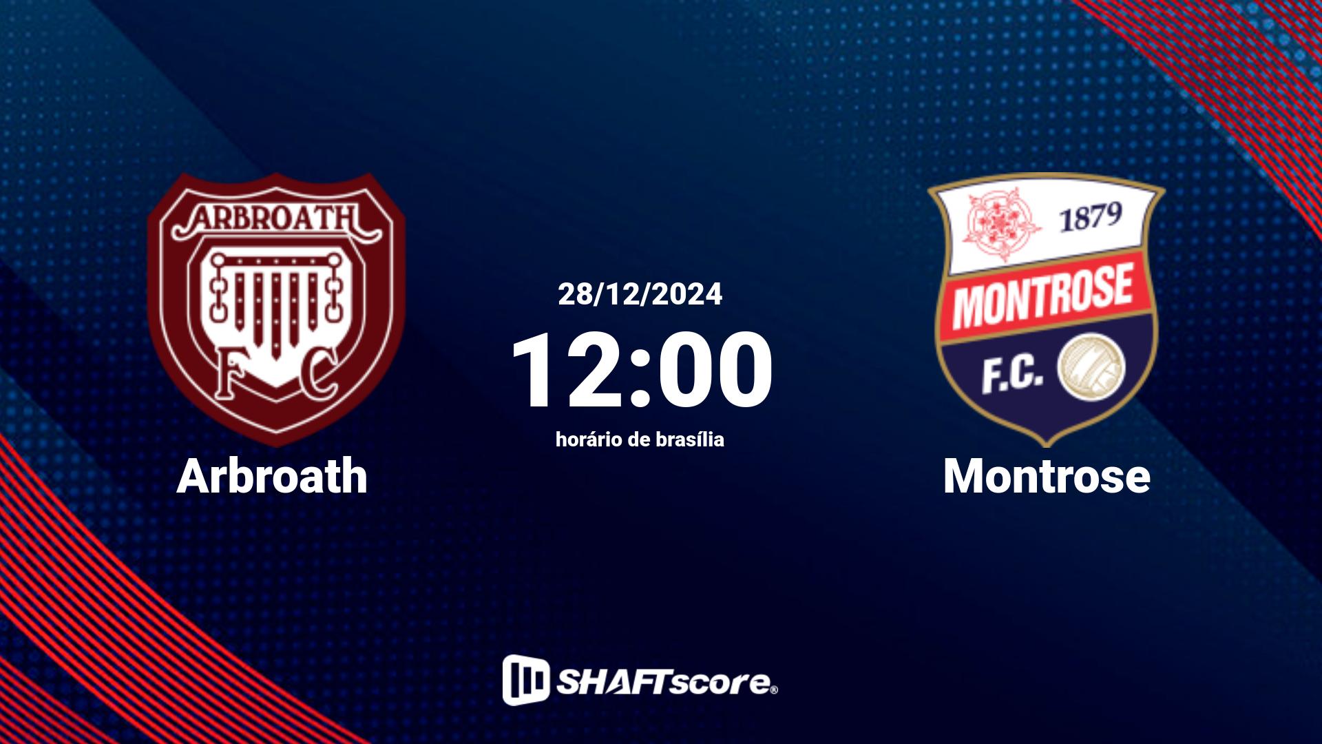 Estatísticas do jogo Arbroath vs Montrose 28.12 12:00