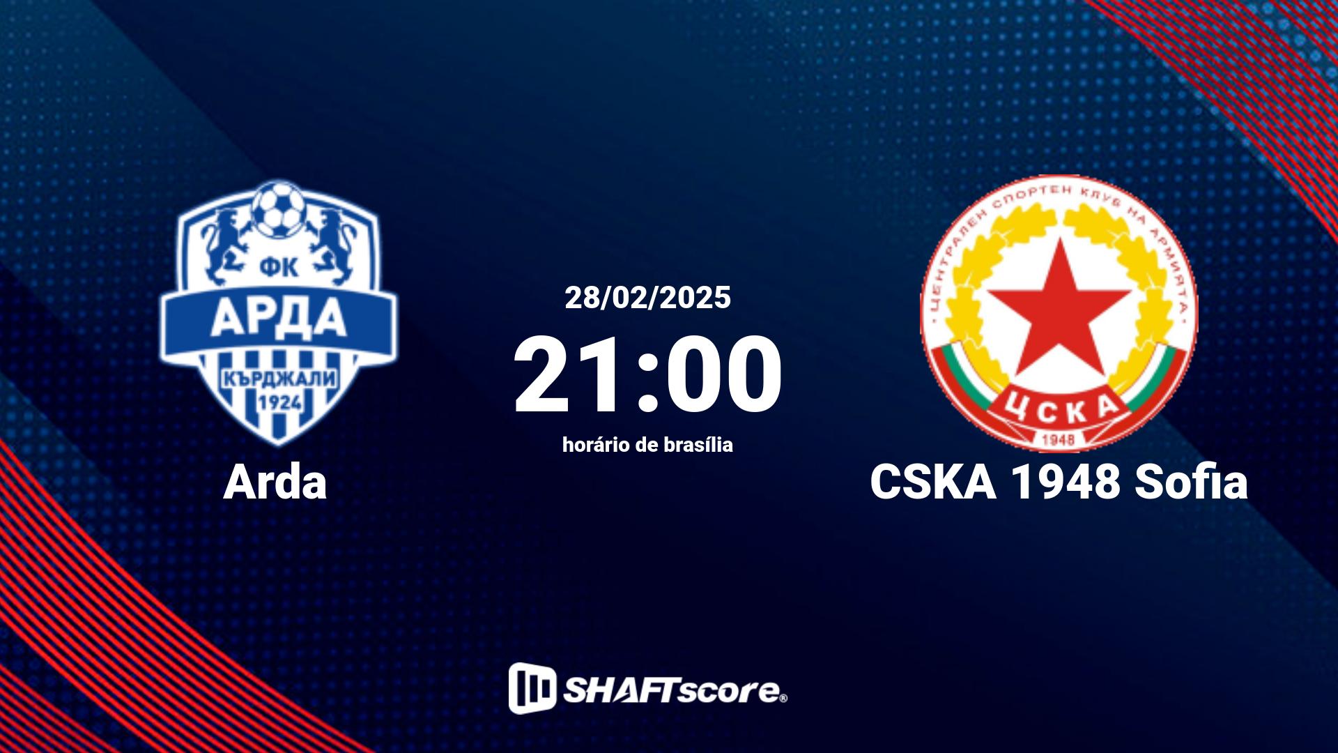 Estatísticas do jogo Arda vs CSKA 1948 Sofia 28.02 21:00