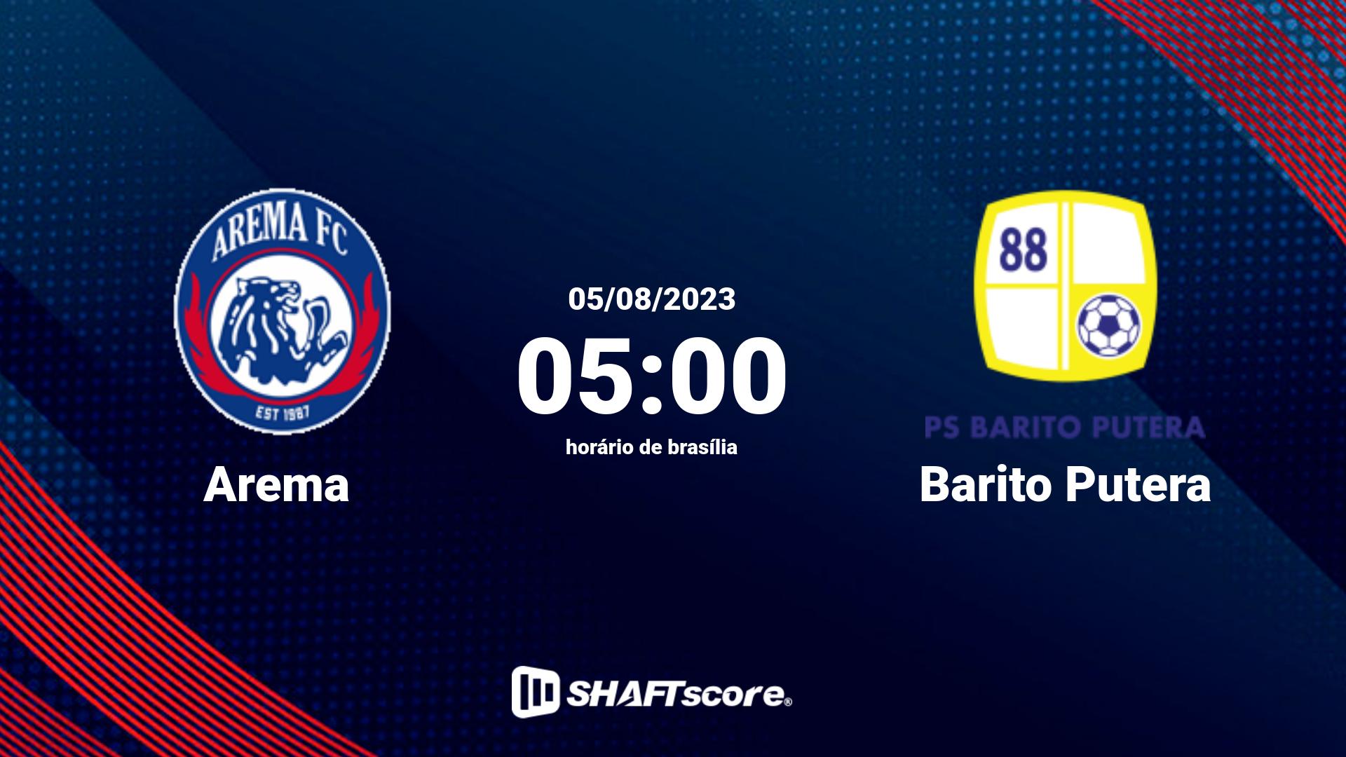 Estatísticas do jogo Arema vs Barito Putera 05.08 05:00