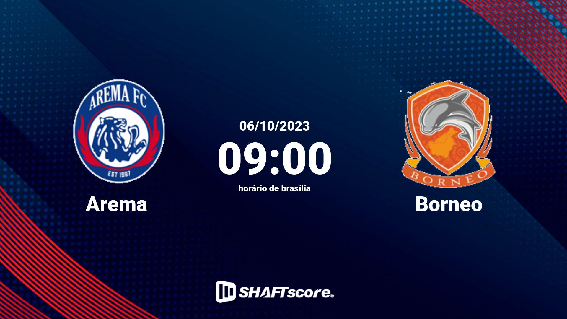 Estatísticas do jogo Arema vs Borneo 06.10 09:00