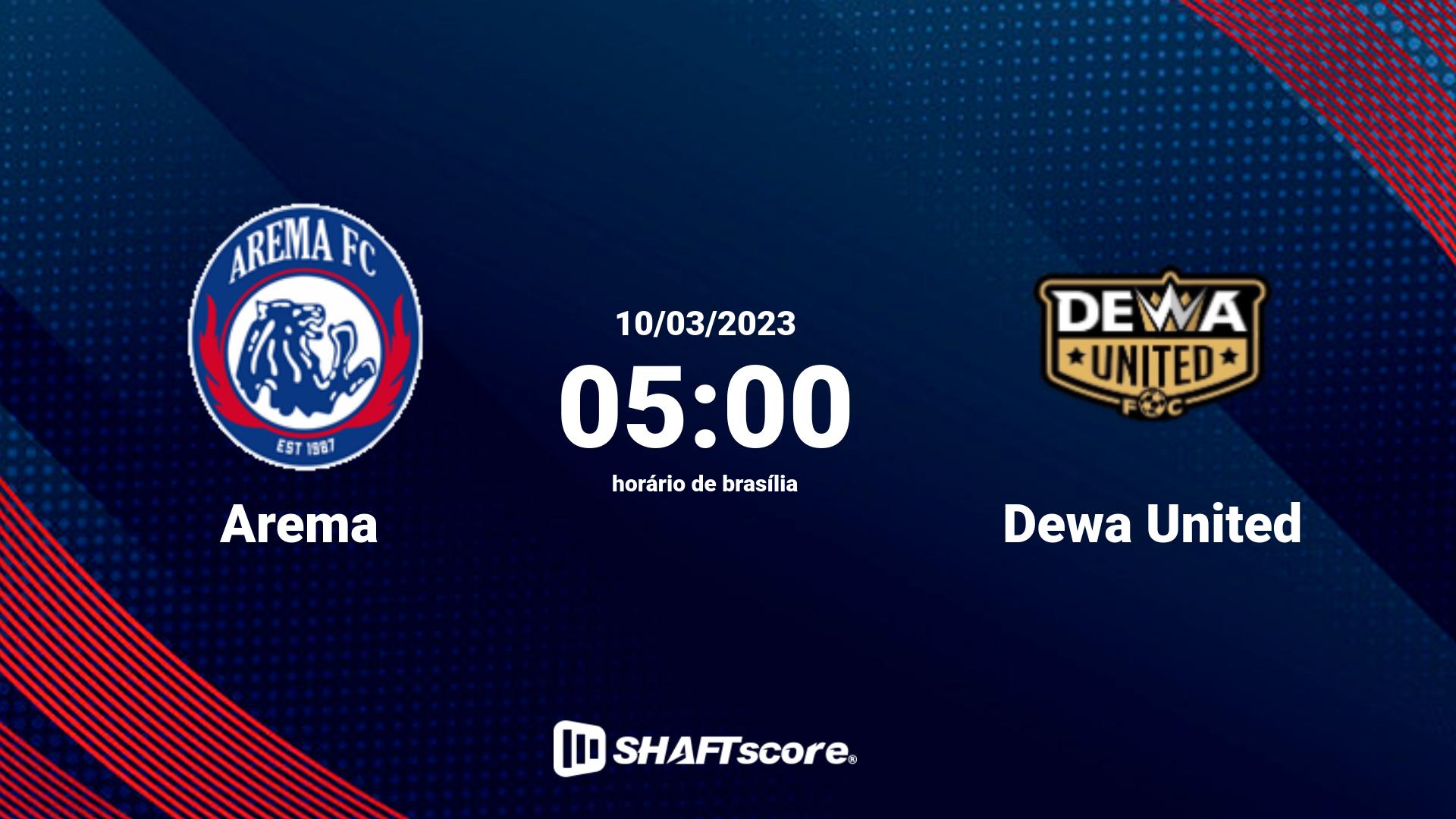 Estatísticas do jogo Arema vs Dewa United 10.03 05:00