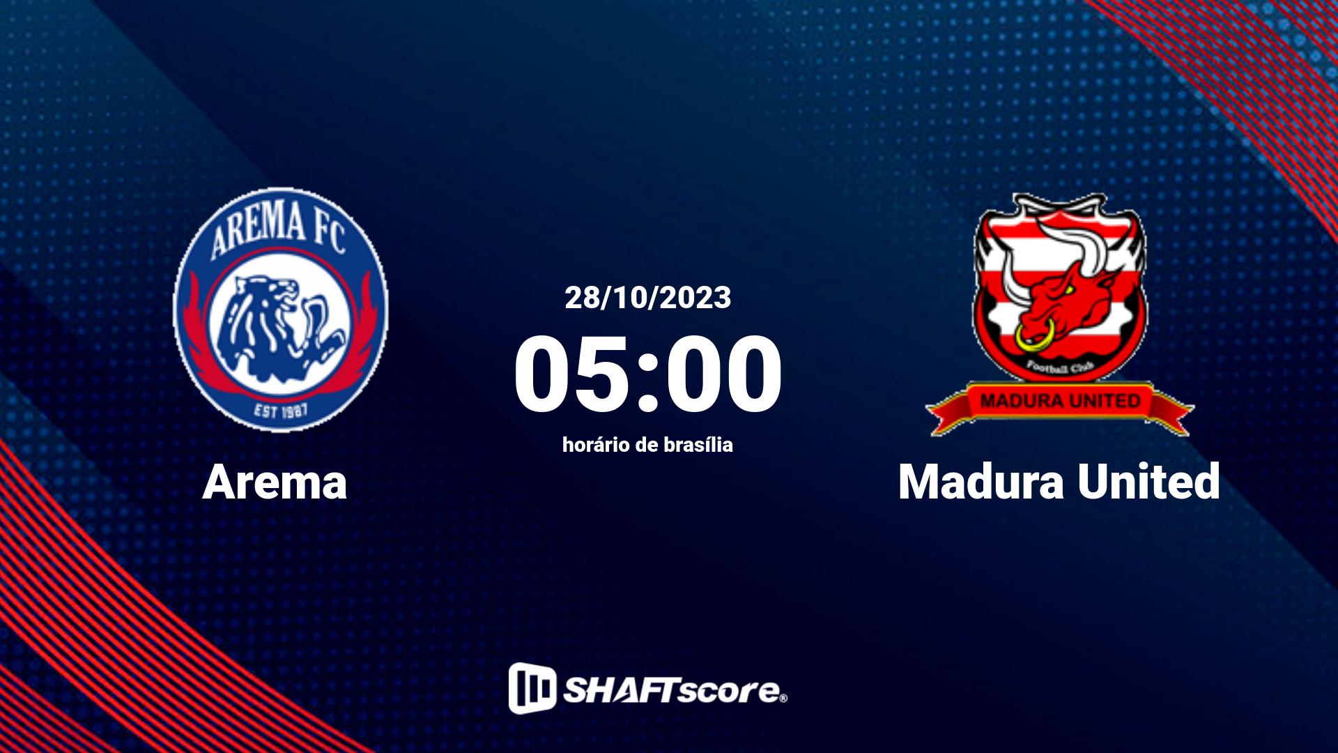 Estatísticas do jogo Arema vs Madura United 28.10 05:00