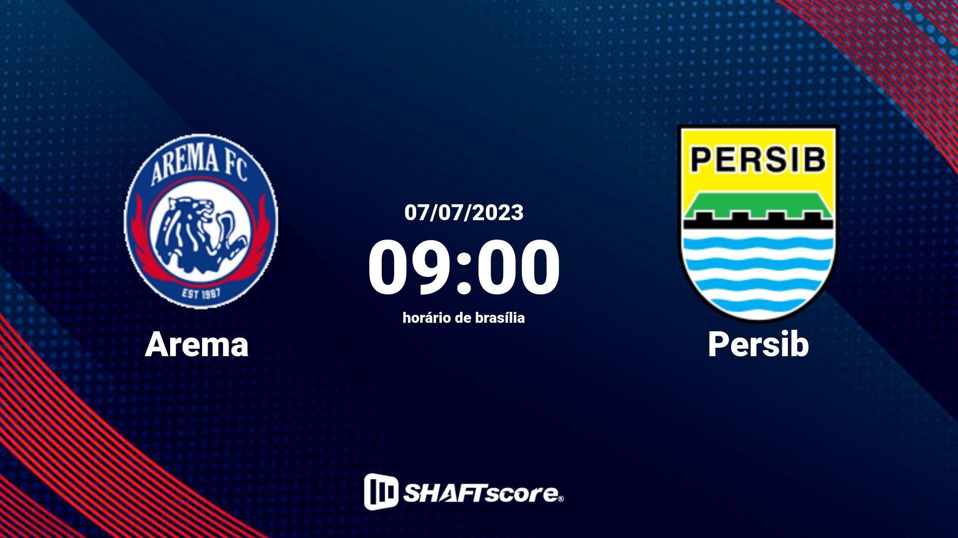 Estatísticas do jogo Arema vs Persib 07.07 09:00