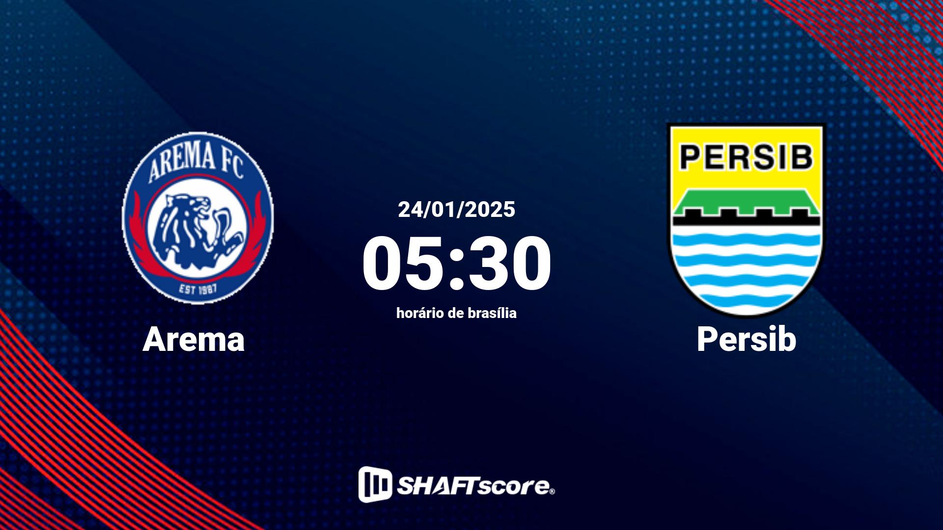 Estatísticas do jogo Arema vs Persib 24.01 05:30